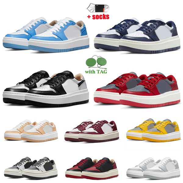 

1s low elevate women men casual shoes fashion 2022 jordn jumpman 1 midnight navy university blue unlv silver toe removable beads black white