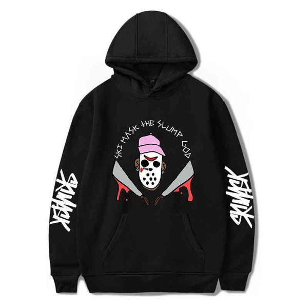 

new fashion hip hop hoodies rapper ski mask the slump god sweatshirts oversize women men casual harajuku pullovers, Black