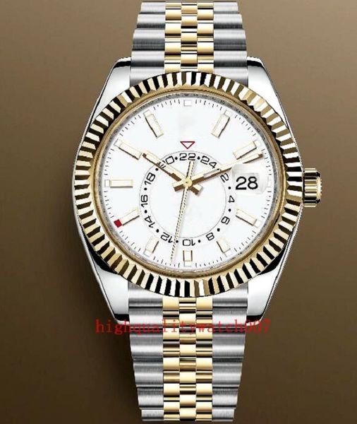 

original box high-quality watch new version men's wristwatches 42mm yellow dial 326934 326933 eta movement automatic 316l jubilee brace, Slivery;brown