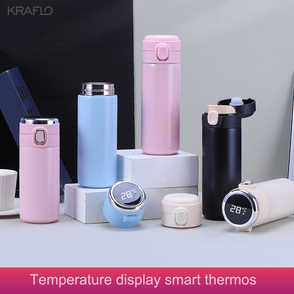 Temperatura del touch screen Bottiglia d'acqua Thermos coreana Grande vendita Tazza portatile di piselli Thermos sottovuoto a doppia parete in acciaio inossidabile da 320 ml per regalo pubblicitario