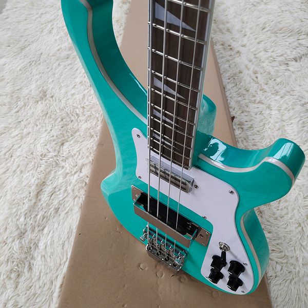 

4-string bass guitar bright blue body beautiful timbre beautiful appearance package mail home