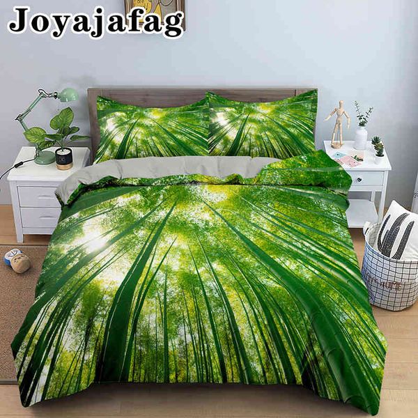 Conjunto de cama de bambu verde natural conjunto adulto rei single twin duplo tampa de edredom de microfibra conjuntos de cama de solteira de cama