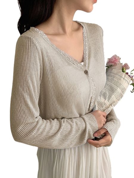 

dazy lace trim single button tee g2nv#, White