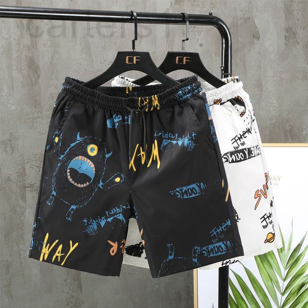

men's pants designer summer national fashion personalized printed casual shorts men's ins trend loose graffiti youth capris dgmr, Black