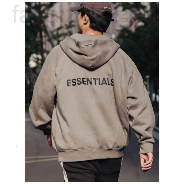

men's hoodies & sweatshirts designer feel of god fog essentials double thread zipper hooded sweater men's high street loose trend, Black