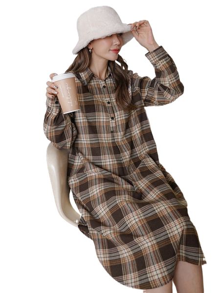 

dazy plaid half button dress j0ya#, Black;gray