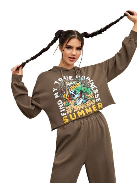 

x nomouthh drop shoulder letter & halloween print hoodie 41vy#, Black