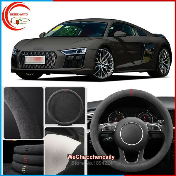 

for audi r8 black alcantara car steering wheel cover all seasons anti-skid case