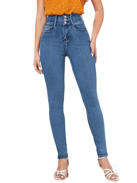 

high waist zip fly skinny jeans z0vn#, Blue