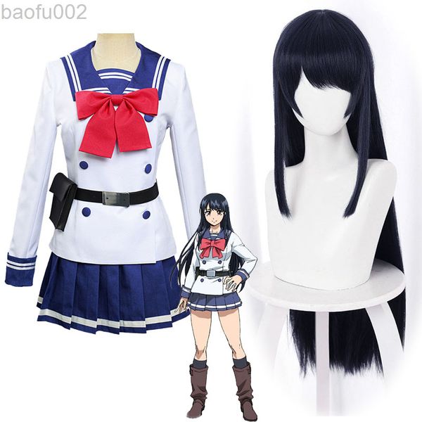 Anime High-rise Invasion Comes Honjo Yuri Parrucche Cosplay Uomini e donne Jk Uniformi Abiti da marinaio per adulti Halloween Come L220802