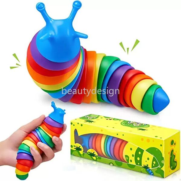 2022 Fidget Toys Toys Slug Articulado Flex￭vel 3D lesmas Fidget brinquedo Todas as idades Al￭vio anti-ansiedade sensorial para crian￧as Aldult