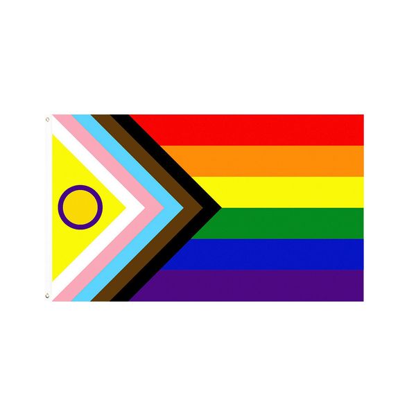 

90x150cm 3x5 foot new interinclusive progress pride flag - rainbow lgbt flags