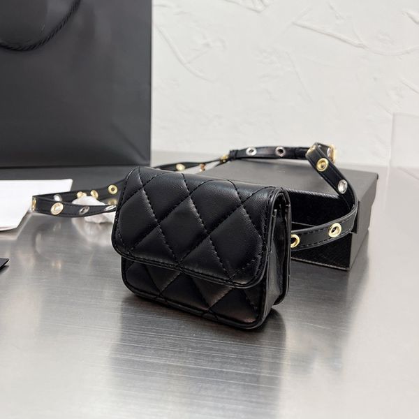 

classic tiny mini flap designer fanny pack bags crossbody quilted leather chain adjustable shoulder strap vanity cosmetic case coin lipstick