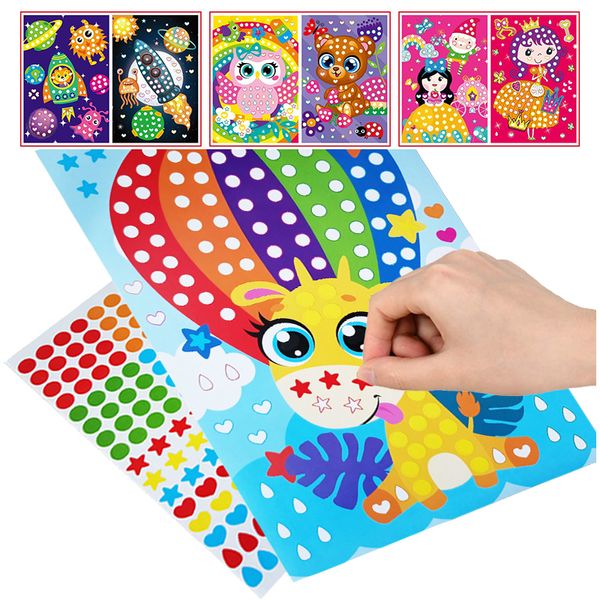 Simpatico cartone animato animale puzzle punti adesivi giocattoli fai da te per bambini bambini creativi primi educativi pazienza formazione giochi divertenti regalo 220716