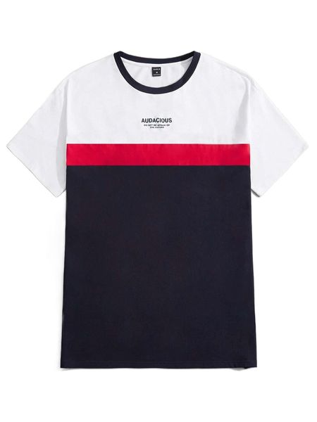 

men slogan graphic colorblock tee x9oj#, White;black