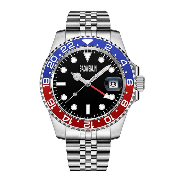 

mens watch gmt automatic mechanical ceramic designer retro watches classic 40mm, Slivery;brown