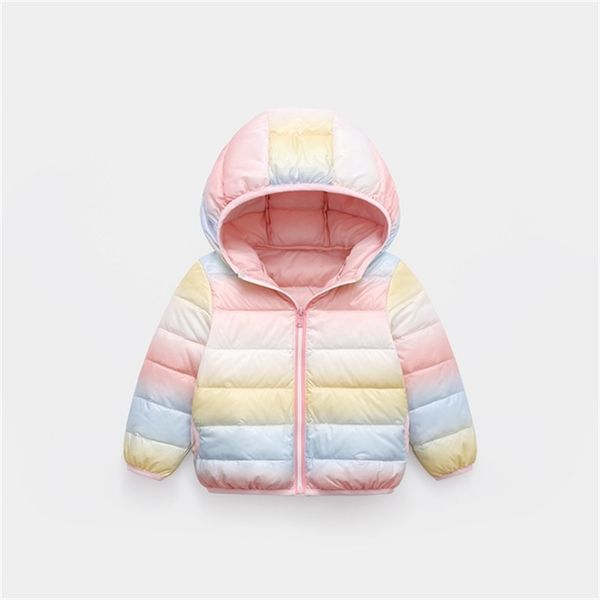 

girls baby clothes boys autumn and winter children's down jacket boys and girls rainbow warm down jacket jacket lj201202, Blue;gray