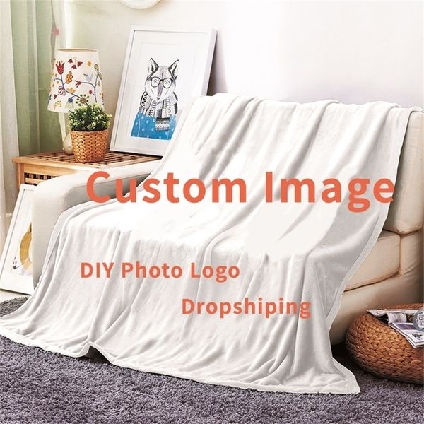 Personalize Anime Flannel Throw Blanket Po Cobertores PO personalizados para sofá Print Diy Print Soft Warmed Super 220607