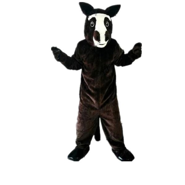 Stage Fursuit Brown Horse Mascot Costumes Carnival Hallowen Regali Unisex Adulti Fancy Party Games Outfit Holiday Celebration Cartoon Character Outfits