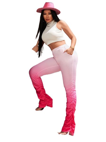 

ombre slant pocket stacked sweatpants 60ga#, Black;white