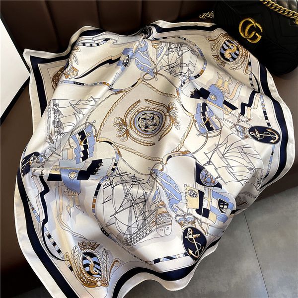 

new silk scarf womens spring and summer thin mulberry versatile simple 70cm square scarf wholesale, Blue;gray