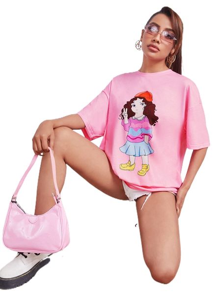 

figure graphic drop shoulder tee 18jm#, White