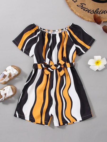 

toddler girls colorblock belted romper she, Blue