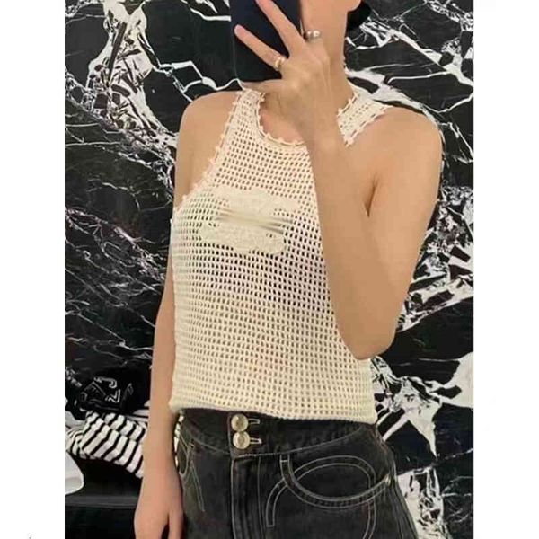 

women's tanks & camis spring and summer ce h woven empty vest, versatile inside outside, sleeveless knitted suspender vest r77w, White