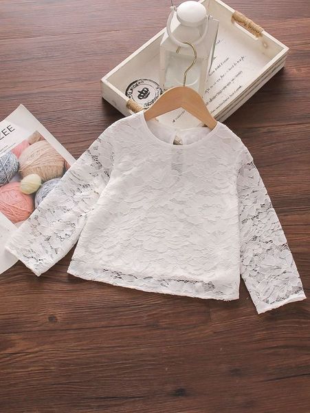 

toddler girls keyhole back lace blouse she, White;black
