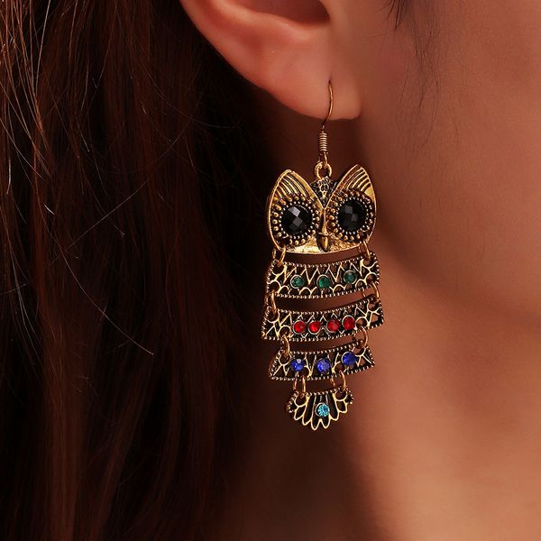 

new personalized earrings old folk style animal heart-shaped pendant, Golden;silver