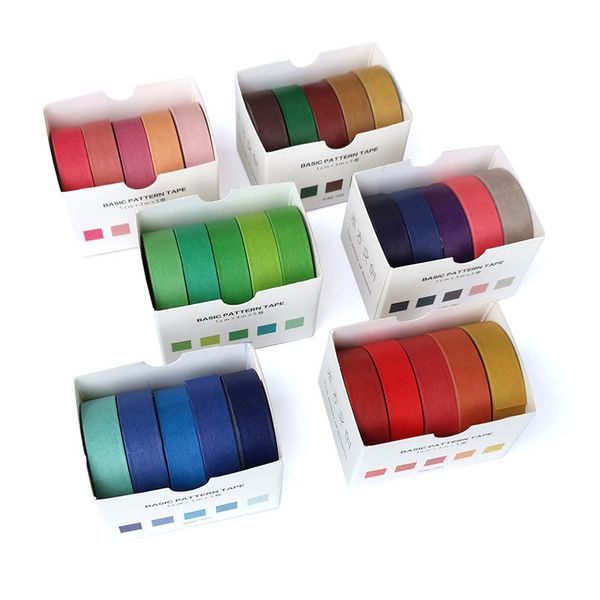 Hediye sargısı ruloları/set düz renkli washi bant diy Dekorasyon Scrapbooking Planlayıcı Maskeleme Etiket Sticker Kırtasiye Yapıştırıcı Tape Hediye Kayışı