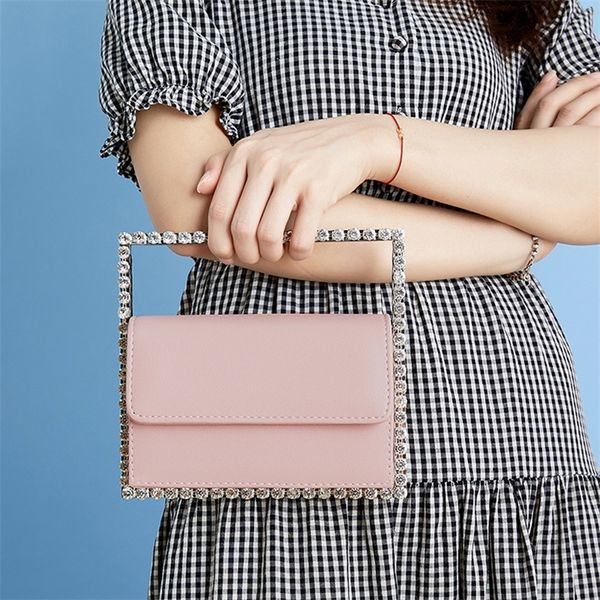 

diamond small square evening bag women chic colour metal handle dinner clutch s and handbags ladies bolsos 220531