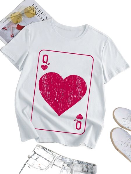 

playing card print tee j2gb#, White