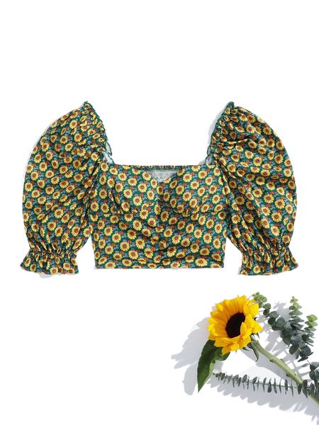 

x posse allover floral print shirred back crop o4ij#, White