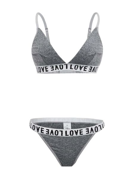 

contrast letter tape wireless lingerie set p5ts#, Black;red