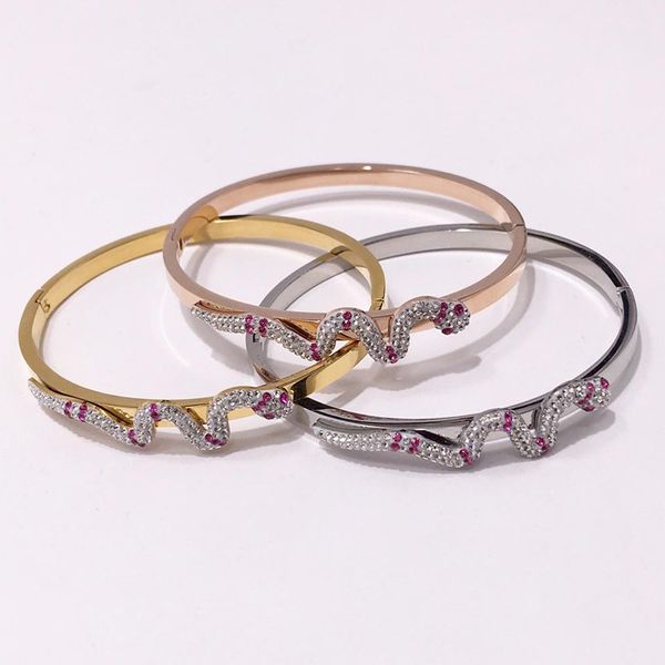 

brand european and american selling jewelry fashion bracelet snake head inlaid hao stone gift for lover, Black