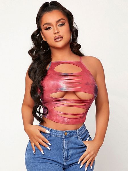 

sxy ripped tie dye cami 67zy#, White
