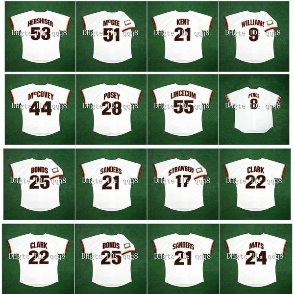 NA85 Vintage 1994 Beyzbol Forması Barry Bonds Buster Posey Matt Williams McGee Orel Hershiser Willie Mays Willie McCovey Tim Lincecum Hunter