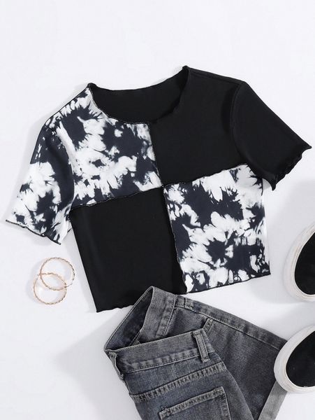 

color-block lettuce trim tee q89n#, White
