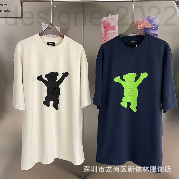 

women's t-shirt designer high edition we11done 22 spring / summer well flocking bear print short sleeve t-shirt 6f0v, White