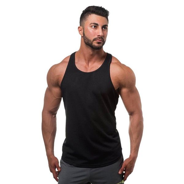 

men sleeveless shirt tank bodybuilding sport fitness cotton workout vest undershirt, White;black