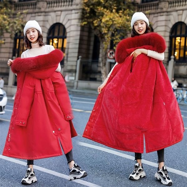 

vielleicht winter jacket parkas -30 degree women's winter long coats hooded fur collar thick warm winter jackets women lj201127, Black
