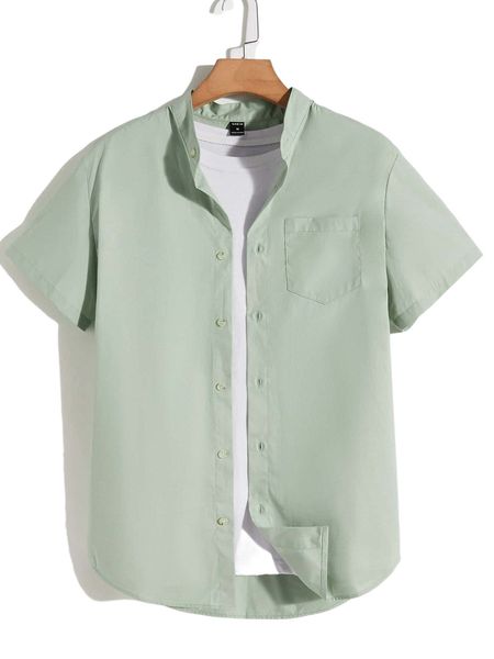 

men button front pocket front shirt n9if#, White;black