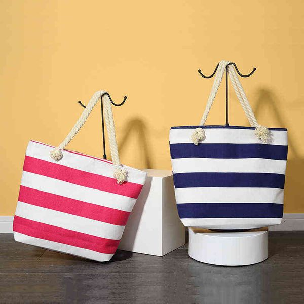

handbag new striped beach bag women's armpit shoulder leisure canvas 0722
