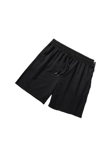 

men solid drawstring waist shorts h3pn#, White;black