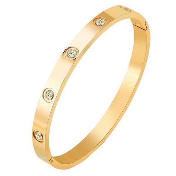 

ad. jewelry 18 k gold plated bangle bracelet cz stone hinged stainless steel with crystal for women size 6.72737, Golden;silver