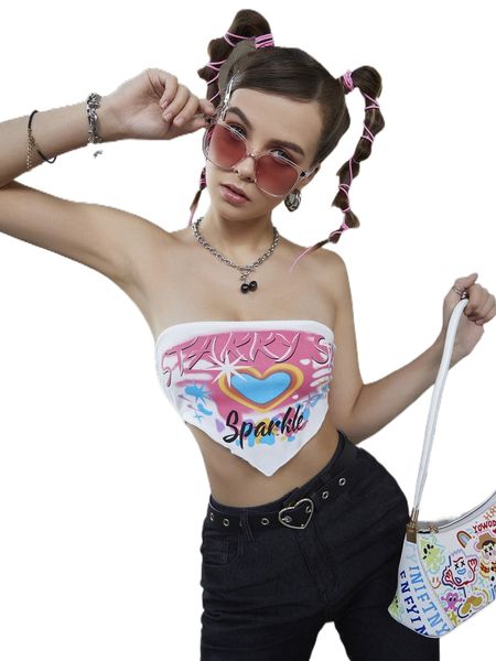 

heart and letter graphic bandana tube h2e8#, White