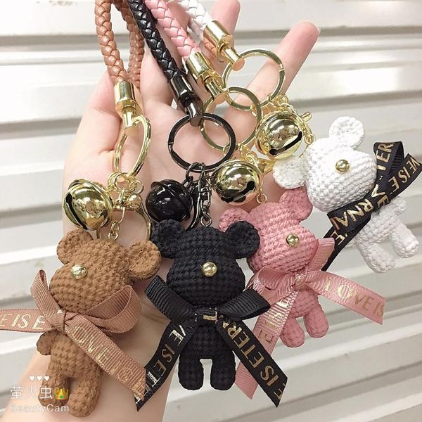 Keychains fofos urso -chave de barro de barro de arco -calcinha de tecelagem de fashion saco de boneca pingente de férias anel para meninas GiftKeyChains KeyChainsKey