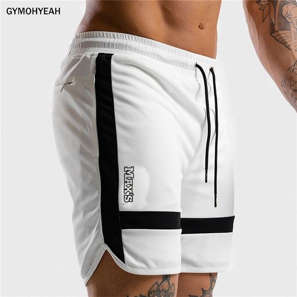 

fitness sweatpants shorts man summer gyms workout male breathable mesh quick dry sportswear jogger beach brand short pants 220714, White;black