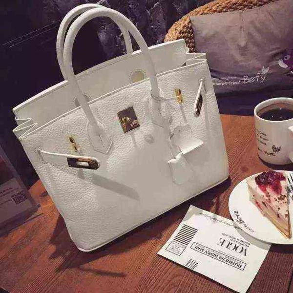 

family h birkin bag designer handbag 2023 spring and summer korean fashion cream white lychee pattern platinum celebrity lady buckle handbag